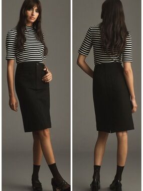 Anthropologie Maeve The Colette Pencil Skirt Black XS Minimalist Office Career